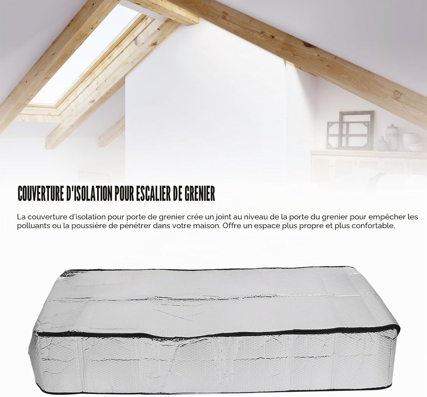 Housse d'Isolation pour Trappe de Grenier, 140 x 67 x 15 cm, Protection Thermique Professionnelle pour Portes de Grenier