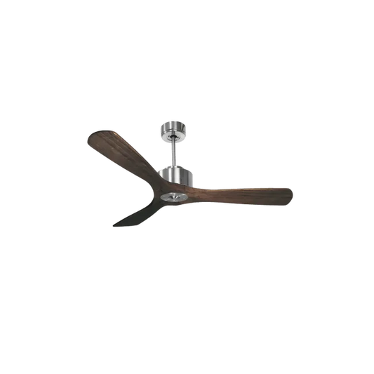 Super destratificateur et ventilateur DC 132 cm Chrome pales bois sombre sans Lumière 25 à 40 m²
