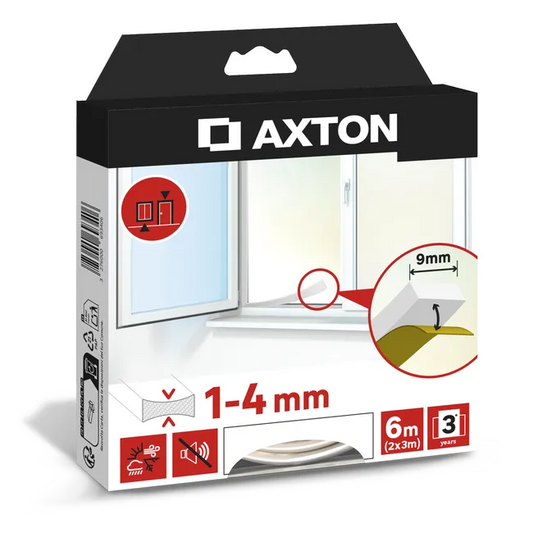 Joint d'étanchéité porte et fenêtre Basic AXTON 1 à 4mm, L.6M blanc